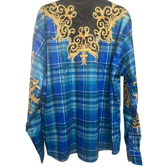 Mens GS Bogosse Classic 2XL Plaid & Baroque Long Sleeve Button-Up Shirt Blue/Bla - Picture 4 of 7